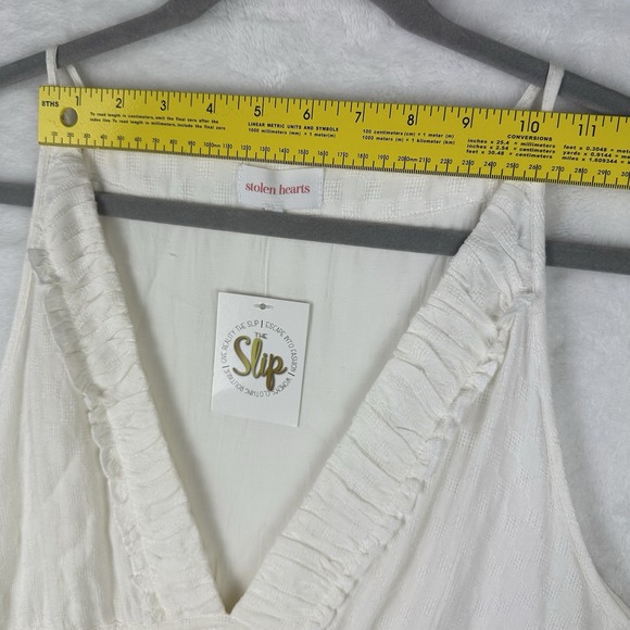 Stolen Hearts Womens‎ Top Shirt Large White sleeveless Side Tie Adjustable Linen - Picture 11 of 16
